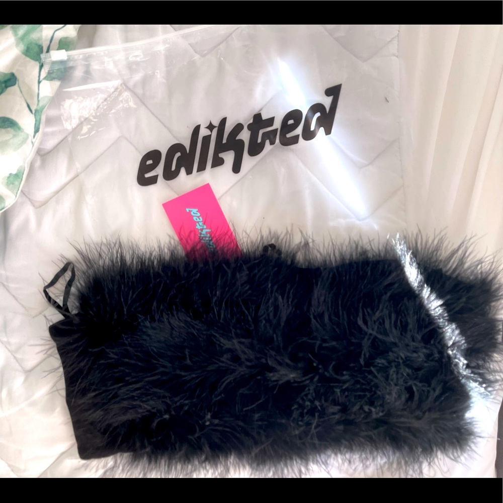 This is a beautiful faux fur top from a popular brand on TikTok named Edikted.